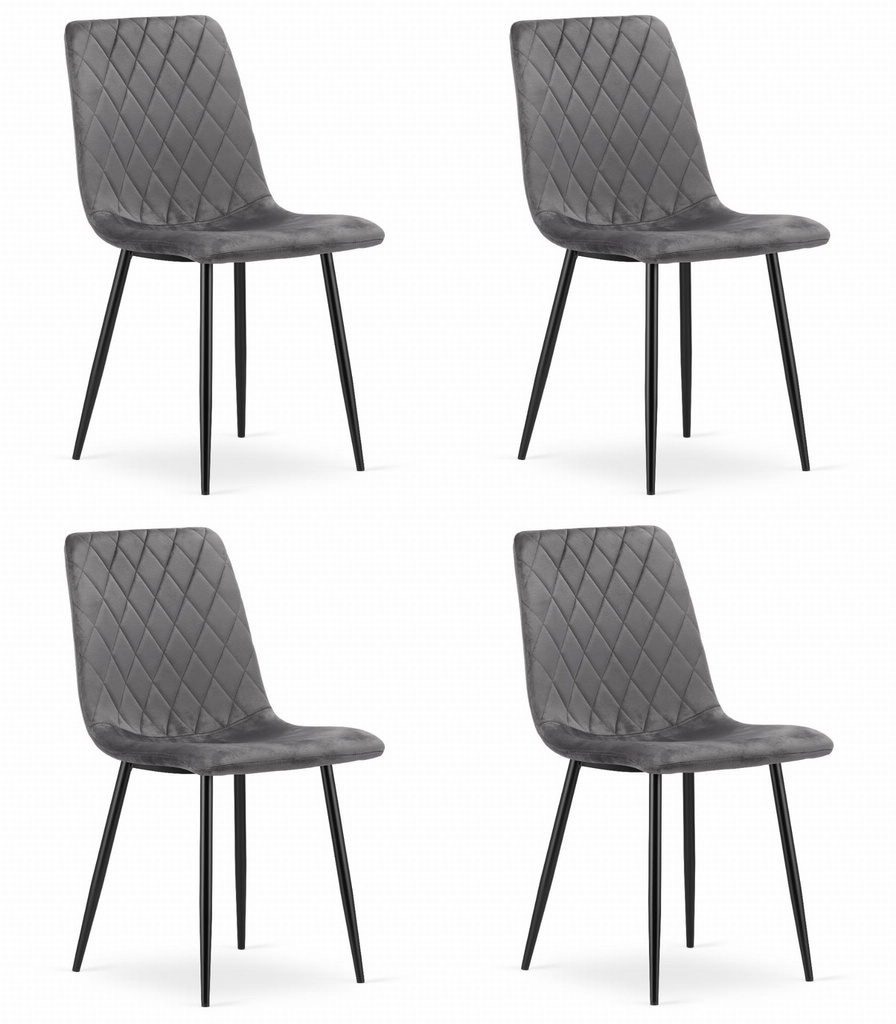 TURIN Stuhl – dunkelgrauer Samt x 4