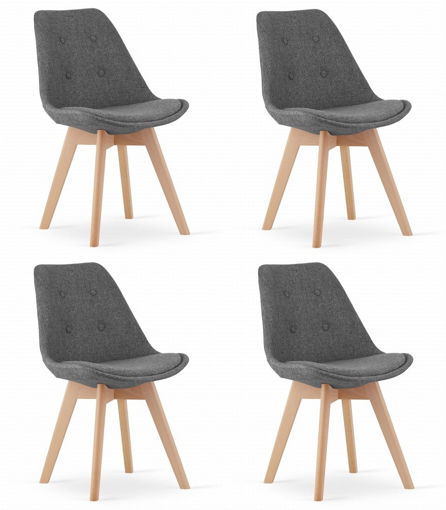 NORI Stuhl – graues Material – natürliche Beine x 4