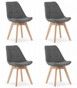 NORI Stuhl – graues Material – natürliche Beine x 4