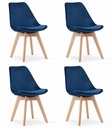 NORI Stuhl – blauer Samt – natürliche Beine x 4