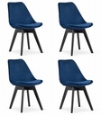 NORI Stuhl – blauer Samt – schwarze Beine x 4