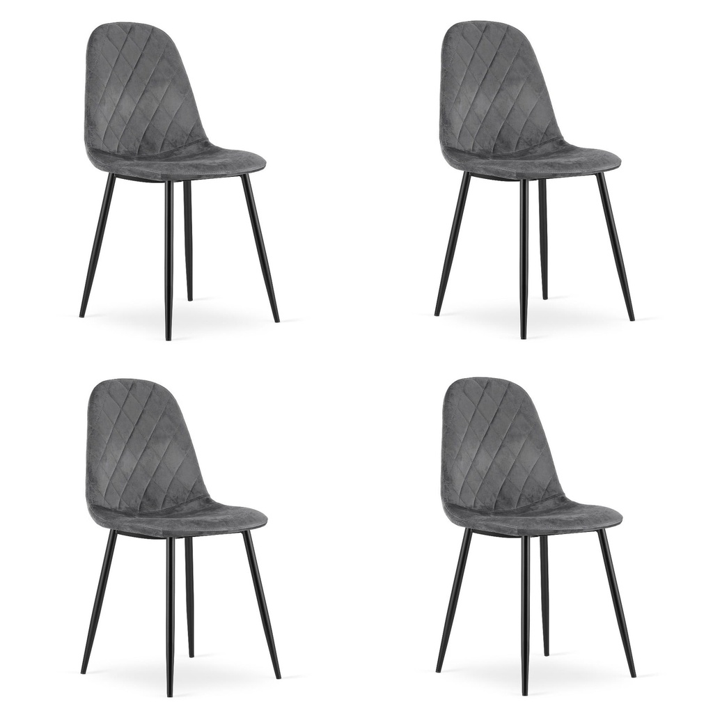 ASTI Stuhl – dunkelgrauer Samt x 4
