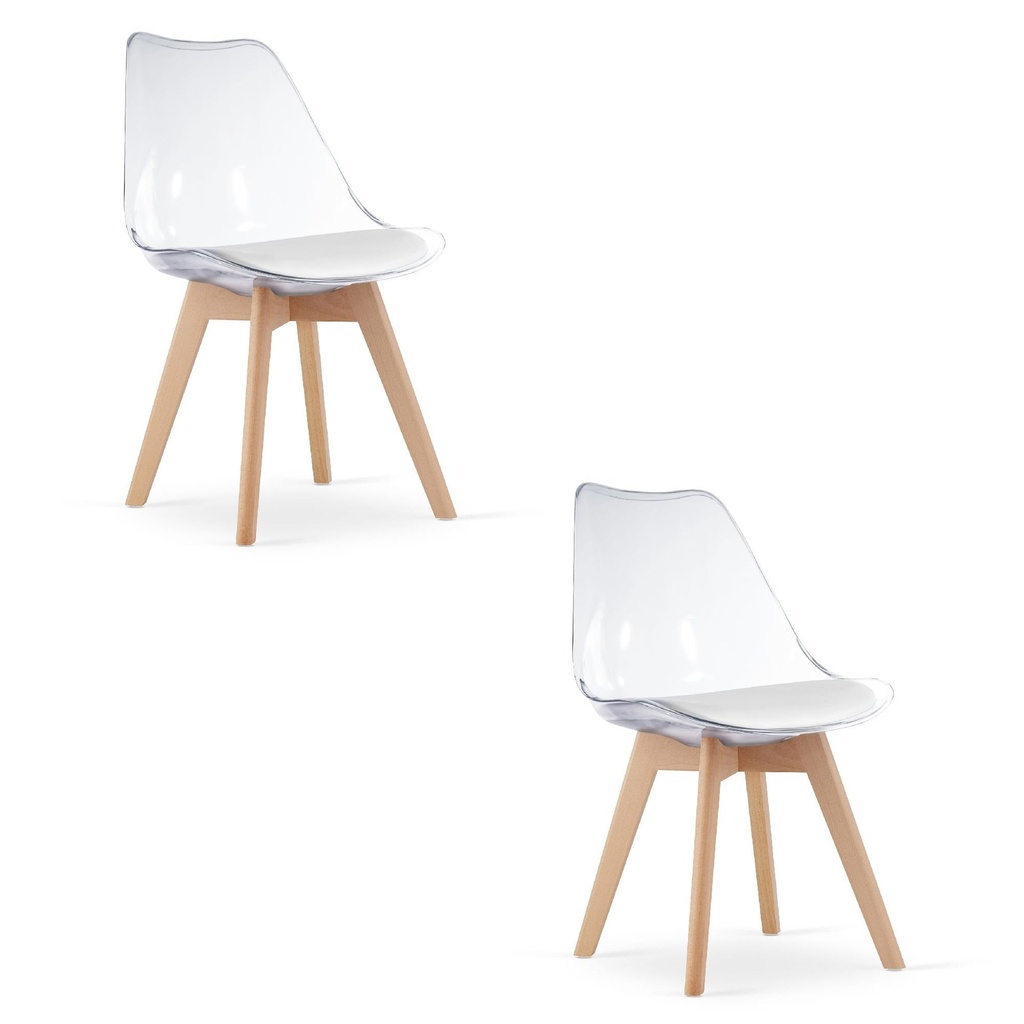 MARK Stuhl – transparent / natürliche Beine x 2
