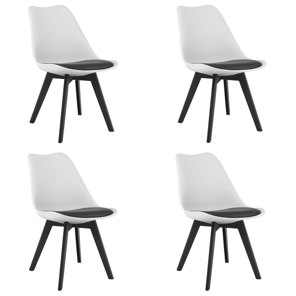 MARK Stuhl, schwarz und weiß / schwarze Beine x 4