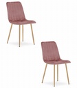 LAVA Stuhl – rosa Samt / holzfarbene Beine x 2