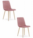 TURIN Stuhl – rosa Samt / holzfarbene Beine x 2
