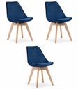 NORI Stuhl – blauer Samt – natürliche Beine x 3