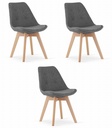 NORI Stuhl – grauer Stoff – natürliche Beine x 3