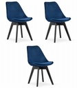 NORI Stuhl – blauer Samt – schwarze Beine x 3
