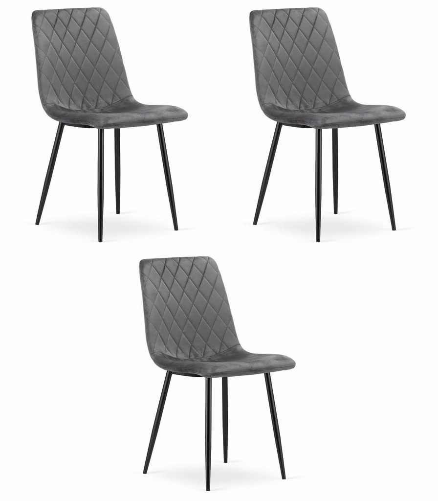 TURIN Stuhl – dunkelgrauer Samt x 3