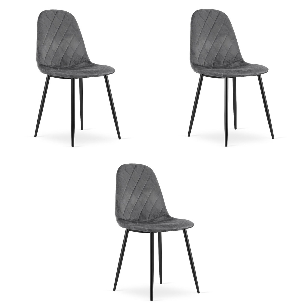 ASTI Stuhl – dunkelgrauer Samt x 3