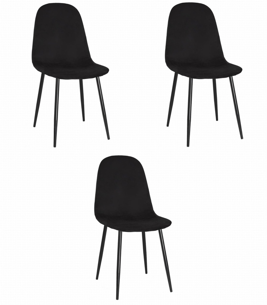 COMO Stuhl – schwarzer Samt x 3