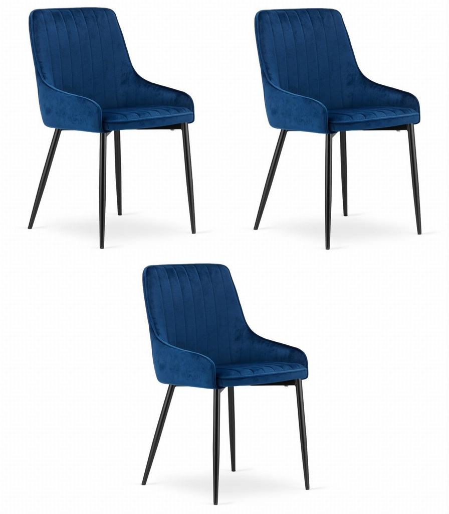 MONZA Stuhl – blauer Samt x 3