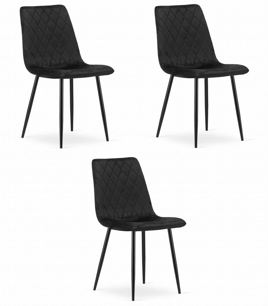TURIN Stuhl – schwarzer Samt x 3