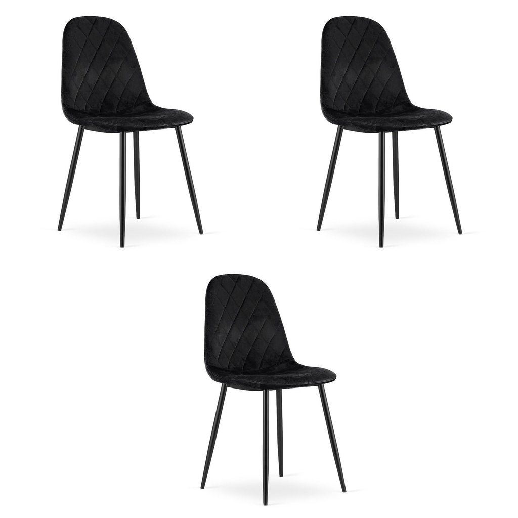 ASTI Stuhl – schwarzer Samt x 3