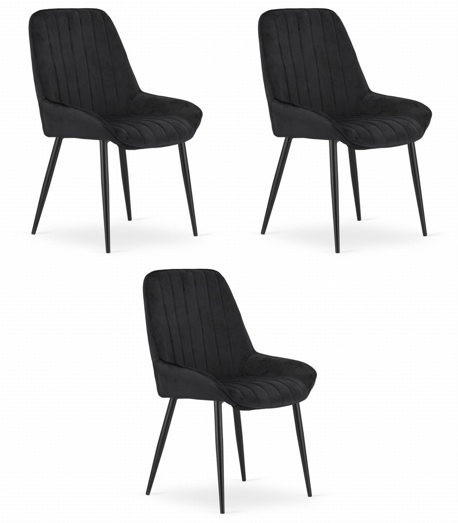 LARY Stuhl – schwarzer Samt x 3