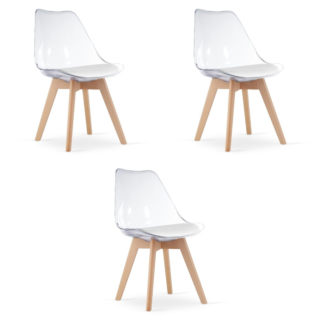 MARK Stuhl – transparent / natürliche Beine x 3