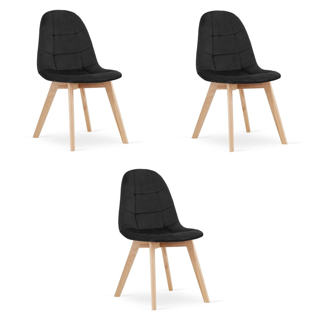BORA Stuhl – schwarzer Samt x 3