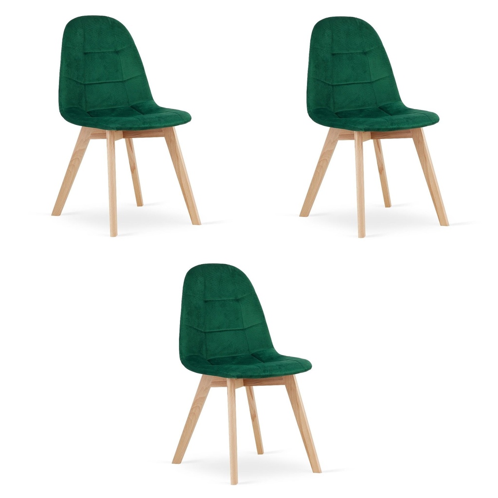 BORA Stuhl – dunkelgrüner Samt x 3