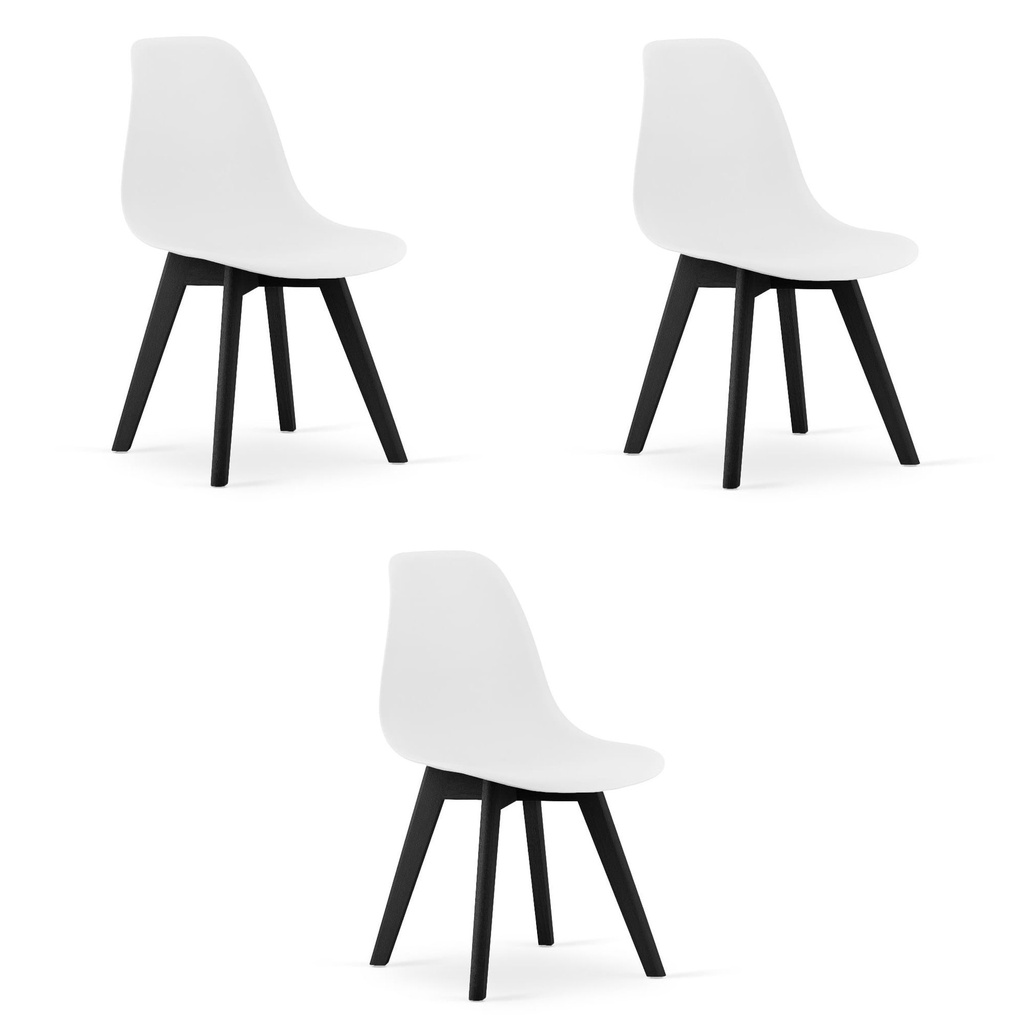 KITO Stuhl – weiß / schwarze Beine x 3