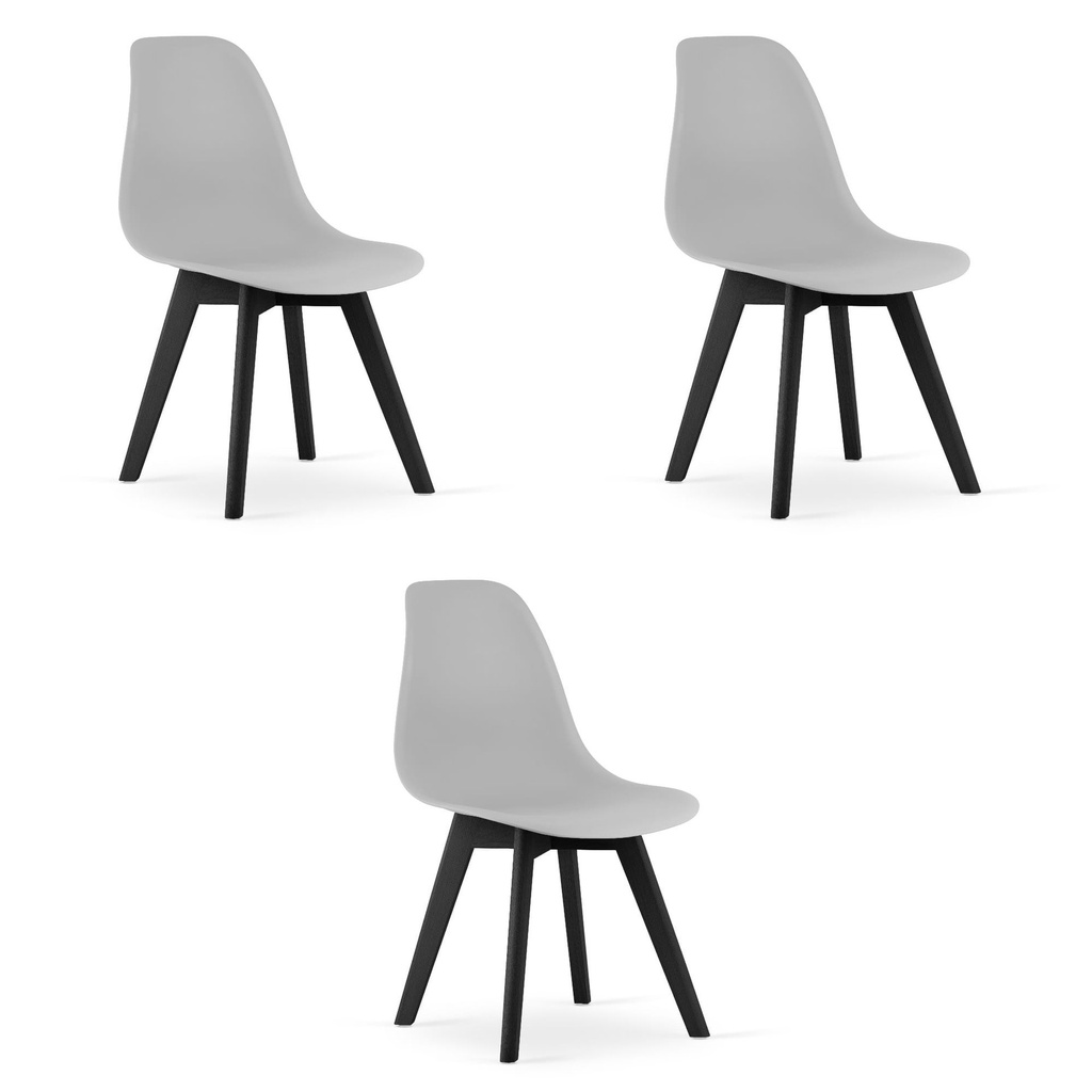 KITO Stuhl – grau / schwarze Beine x 3