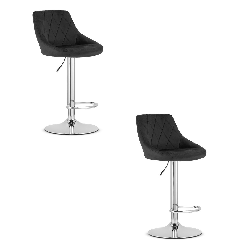 [model_3434_2-KAST-AREX66] KAST Hocker – schwarzer Samt / Chromgestell x 2