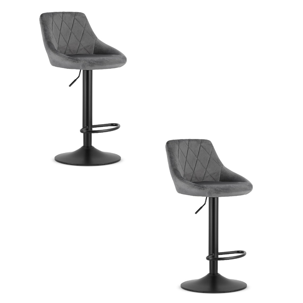 KAST Hocker – grauer Samt / schwarzes Gestell x 2