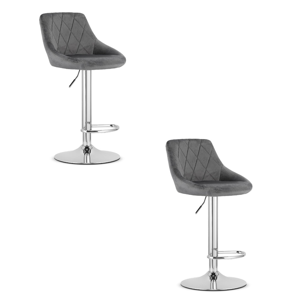[model_3435_2-KAST-AREX66] KAST Hocker – grauer Samt / Chromgestell x 2