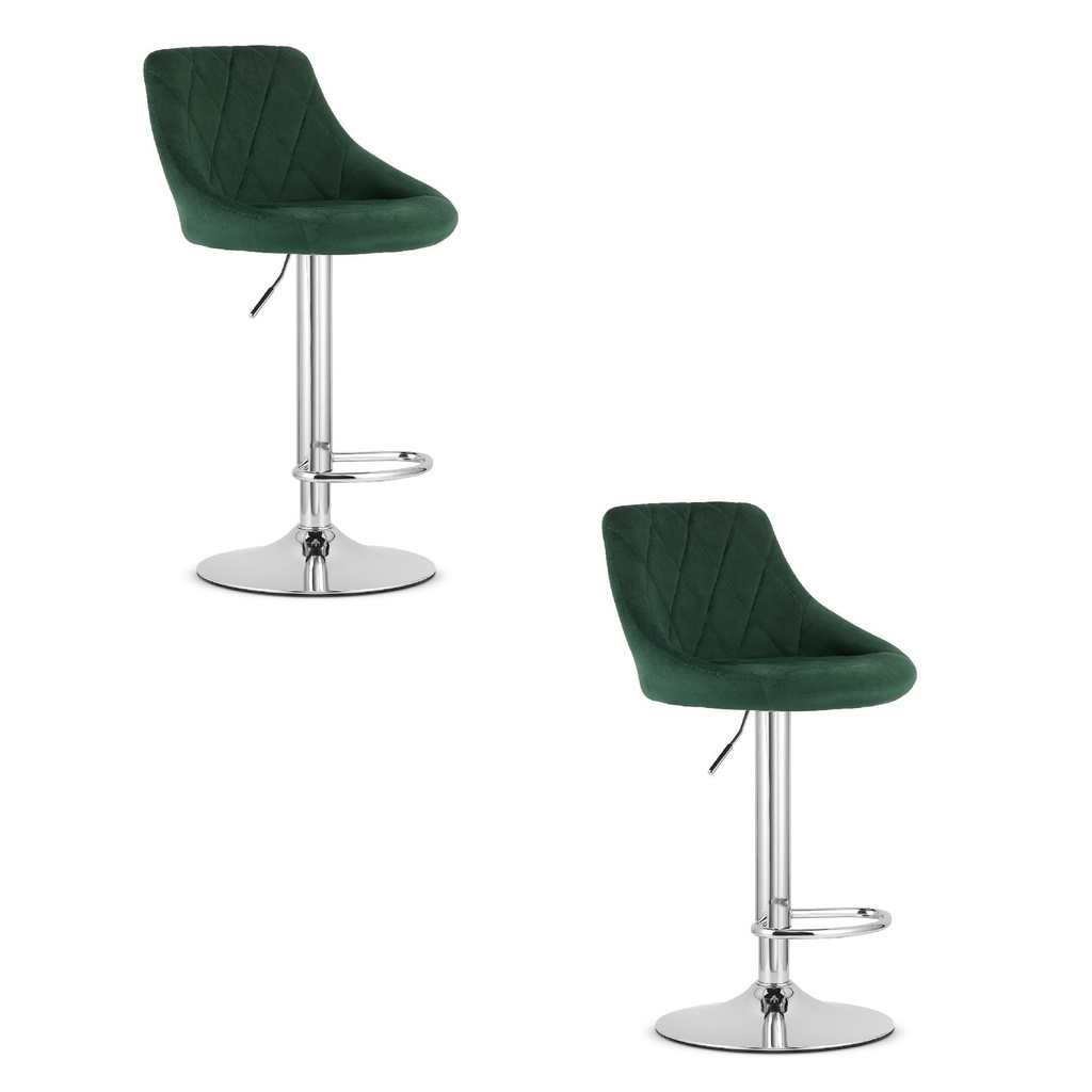 [model_3768_2-KAST-AREX66] KAST Hocker – grüner Samt / Chromgestell x 2