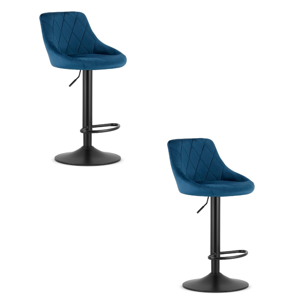 KAST Hocker – marineblauer Samt / schwarzes Gestell x 2