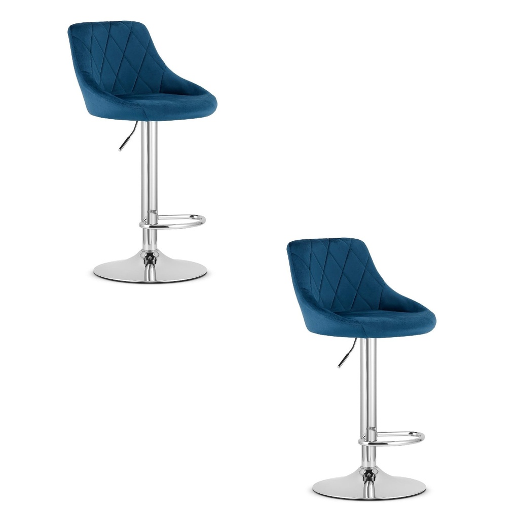 [model_3769_2-KAST-AREX66] KAST Hocker – marineblauer Samt / Chromgestell x 2