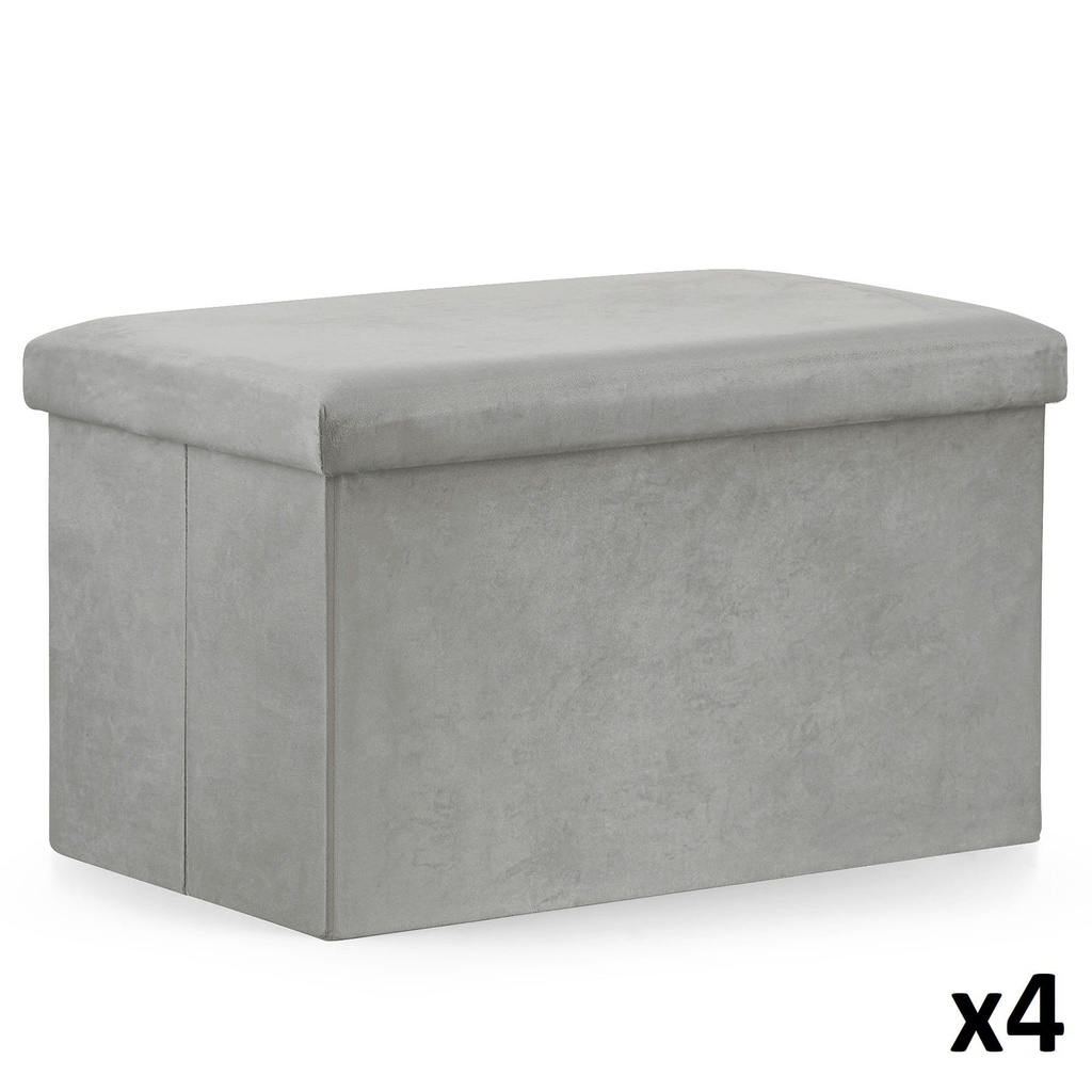 [model_15272_4] XL faltbarer Sitzhocker – 60 x 38 x 38 cm, grauer Samt x 4