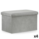 XL faltbarer Sitzhocker – 60 x 38 x 38 cm, grauer Samt x 4