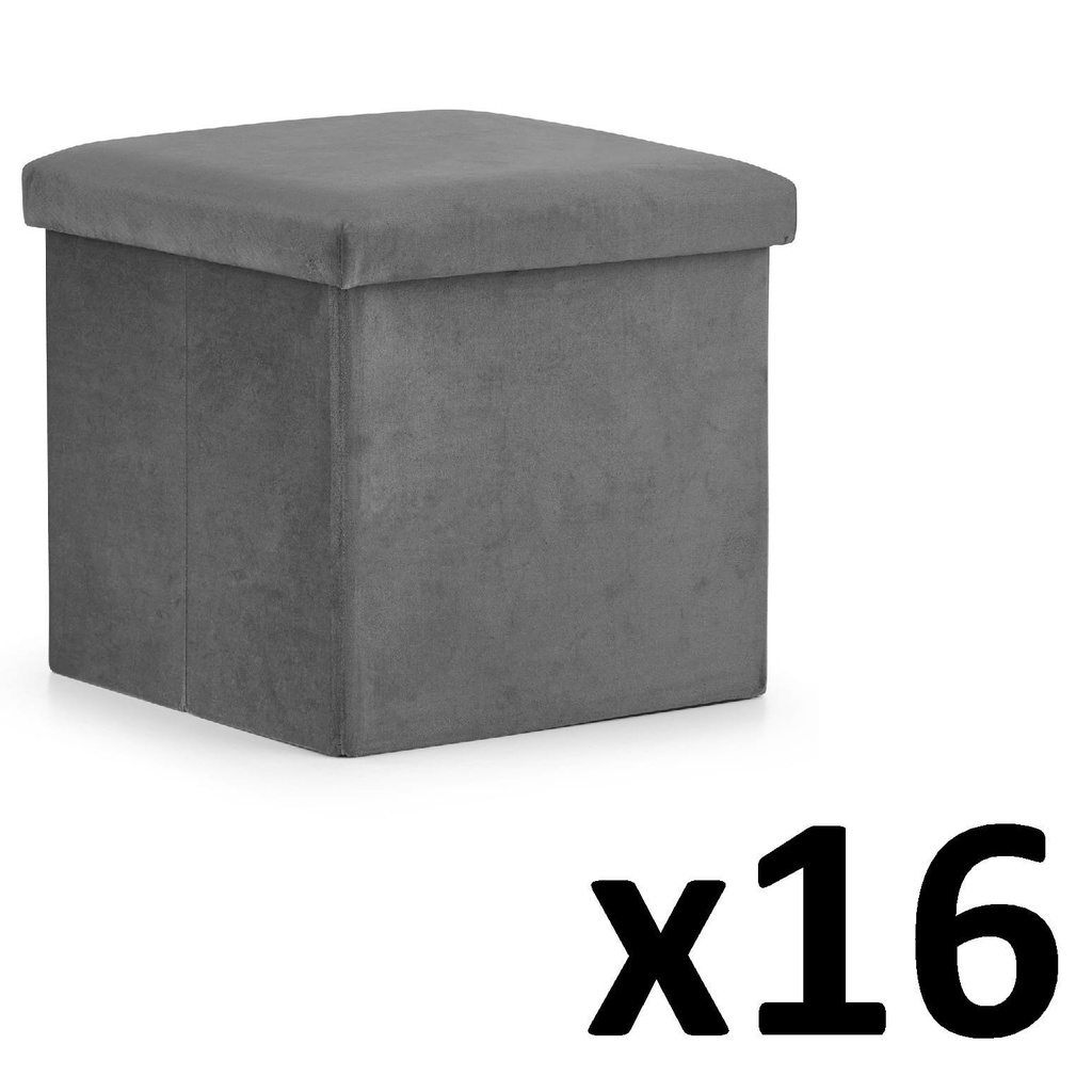 [model_15274_16] Klapphocker M – 30 x 30 x 30 cm, grauer Samt x 16
