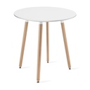 KAMI Runder Tisch 60 cm – weiß / natürliche Beine