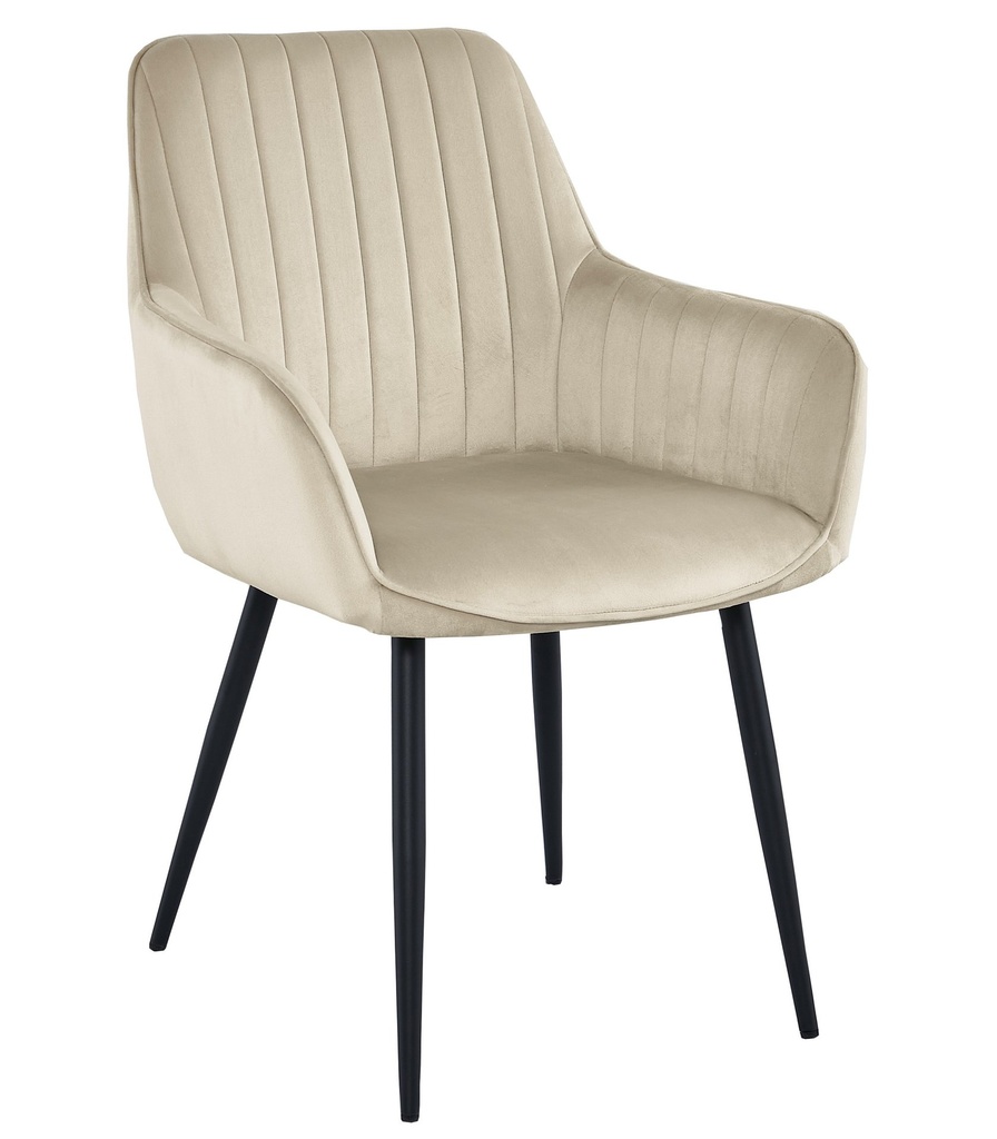 SOLDEN Stuhl – beige Samt / schwarze Beine x 1