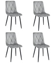 LIBRA Stuhl – silbergrauer Samt / schwarze Beine x 4