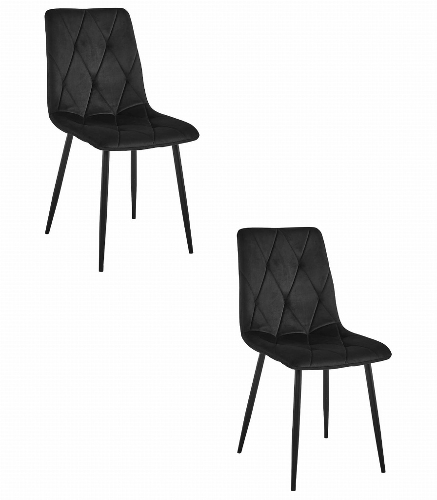 LIBRA Stuhl – schwarzer Samt / schwarze Beine x 2