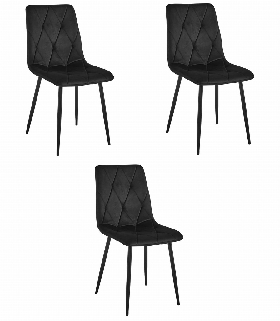 LIBRA Stuhl – schwarzer Samt / schwarze Beine x 3