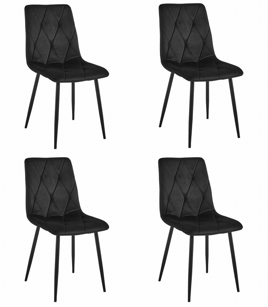 LIBRA Stuhl – schwarzer Samt / schwarze Beine x 4