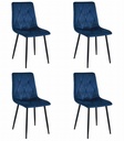 LIBRA Stuhl – marineblauer Samt / schwarze Beine x 4