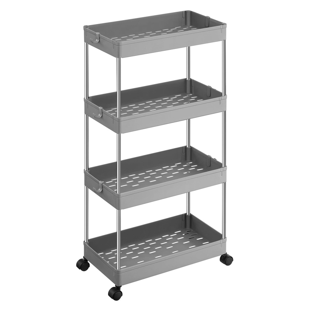 [model_2368_1] Schrank auf Rollen mit 4 Regalen, grau - KSC010G01