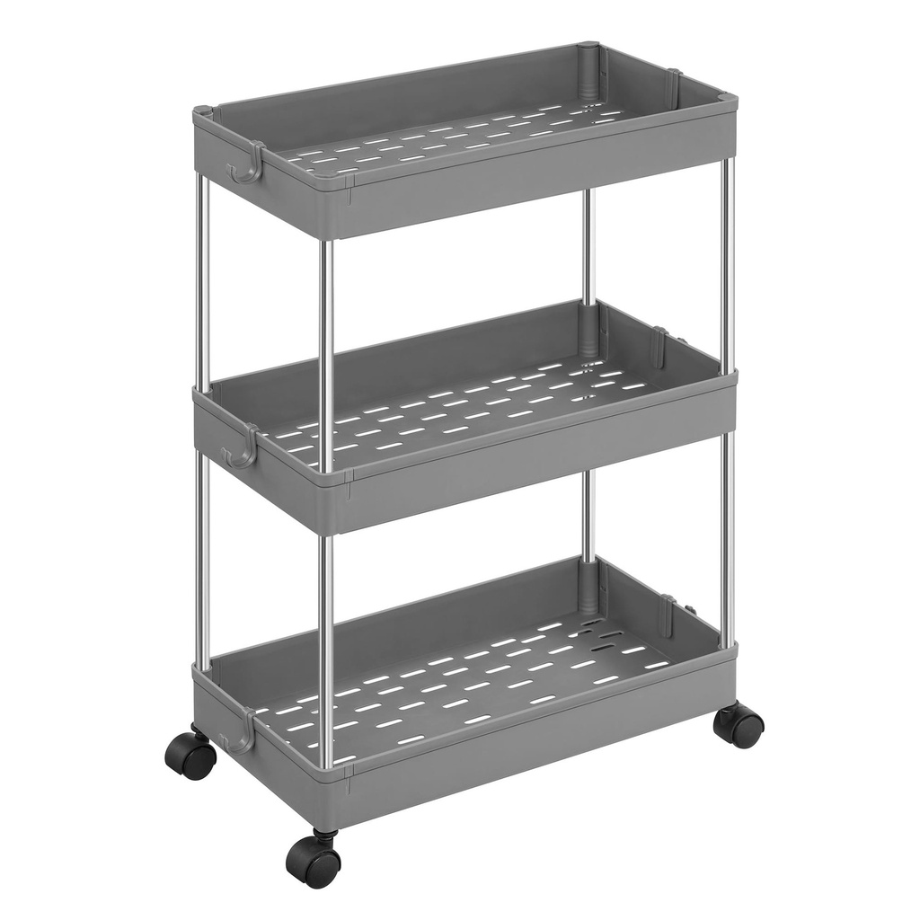 [model_2369_1] Schrank auf Rollen, 3 Regale, grau - KSC009G01