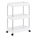 Schrank auf Rollen, 3 Regale, weiß - KSC009W01