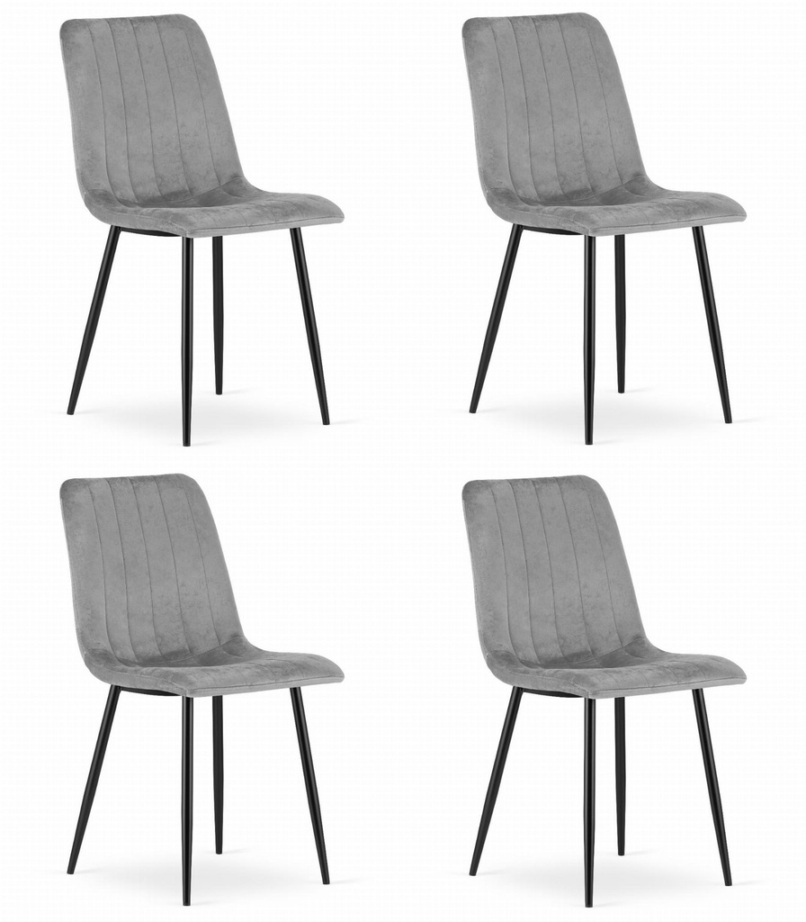LAVA Stuhl – hellgrauer Samt x 4