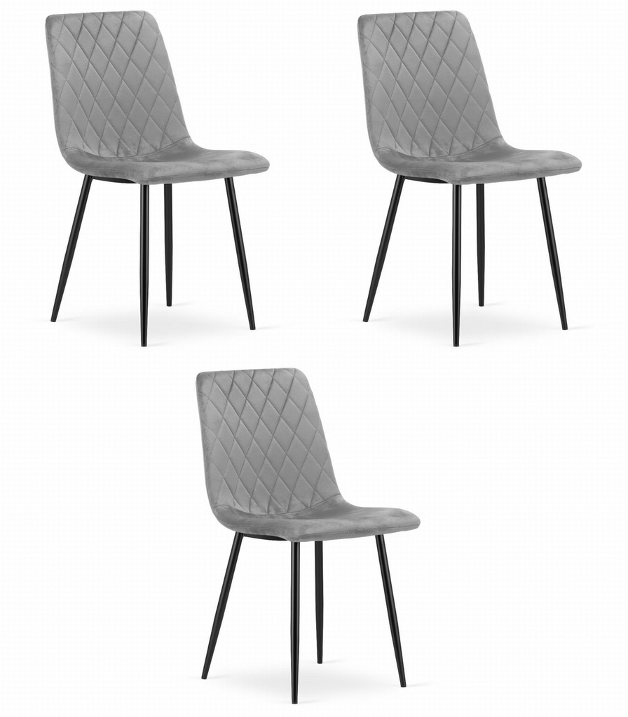 TURIN Stuhl – hellgrauer Samt x 3