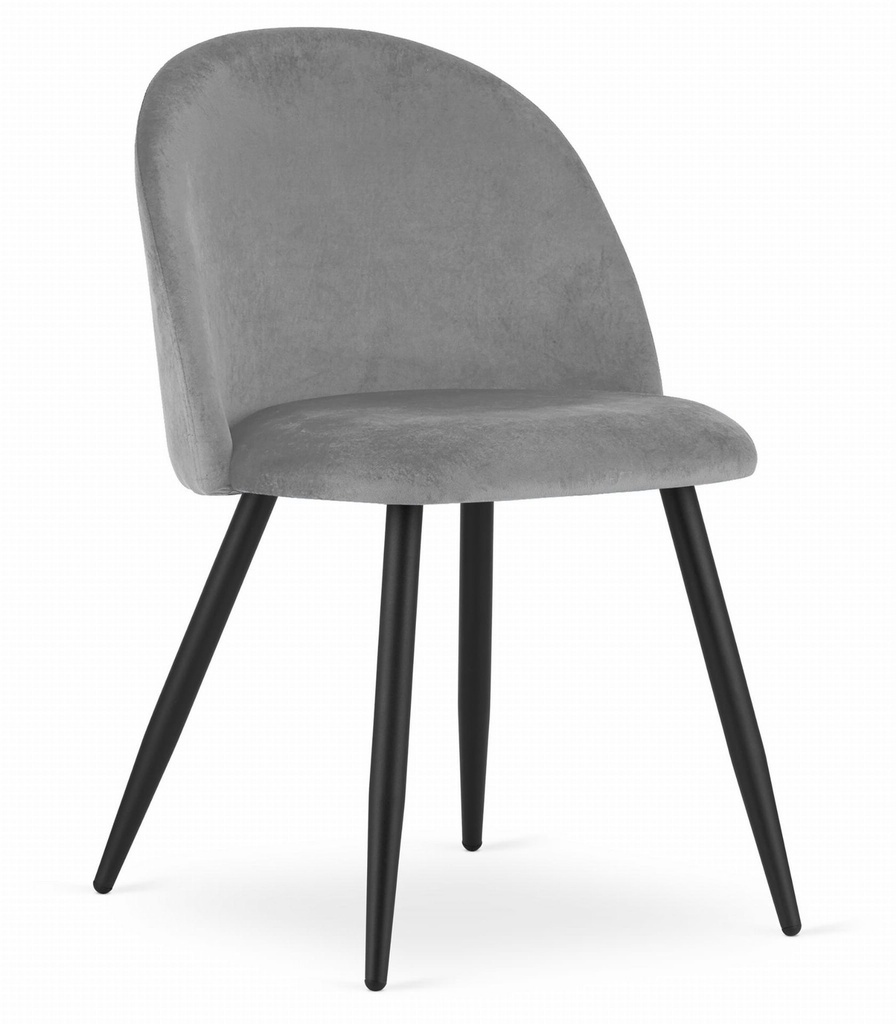 BELLO Stuhl – hellgrauer Samt / schwarze Beine x 1