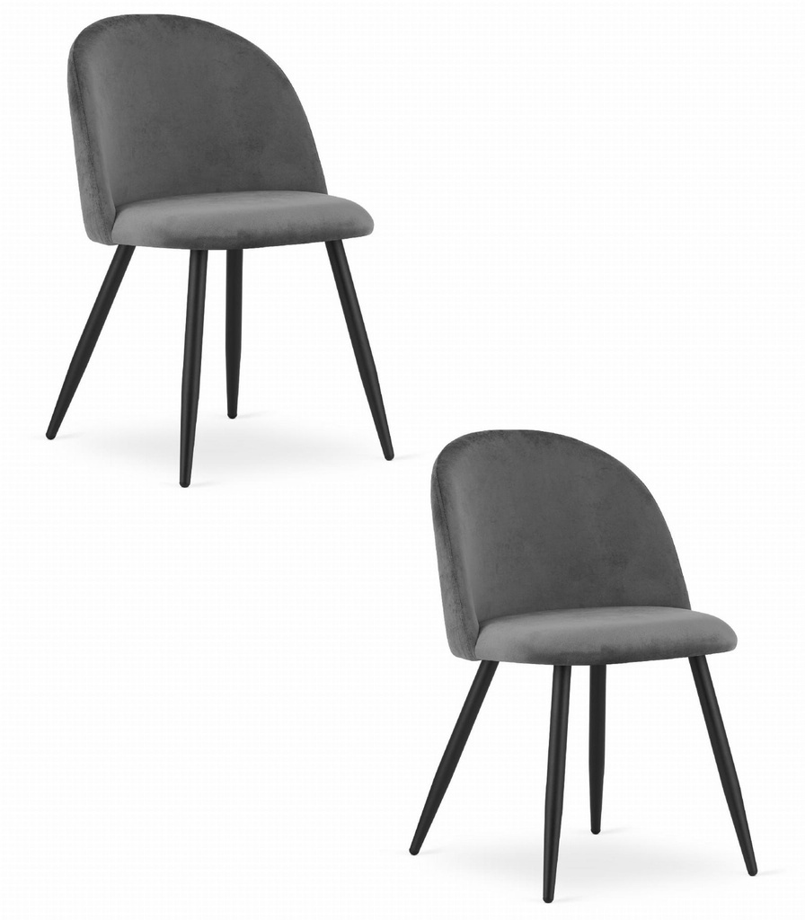 BELLO Stuhl – dunkelgrauer Samt / schwarze Beine x 2