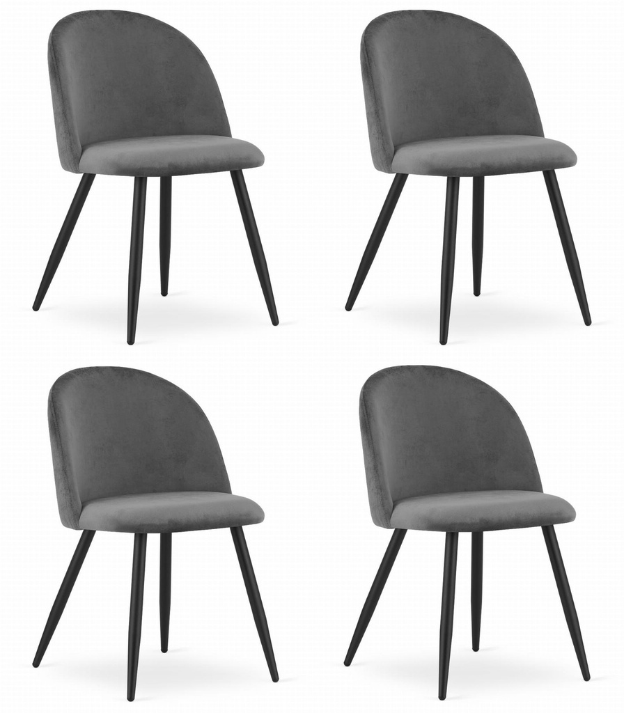 BELLO Stuhl – dunkelgrauer Samt / schwarze Beine x 4