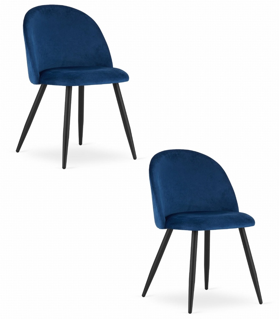 BELLO Stuhl – marineblauer Samt / schwarze Beine x 2